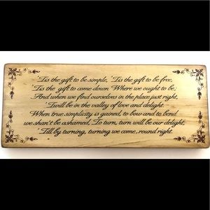 Simple Gifts Shaker plaque